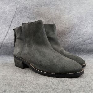 Joe's Shoes Womens 10 Ankle Bootie Fashion Leather Zip Block Heel Lifestyle Gray